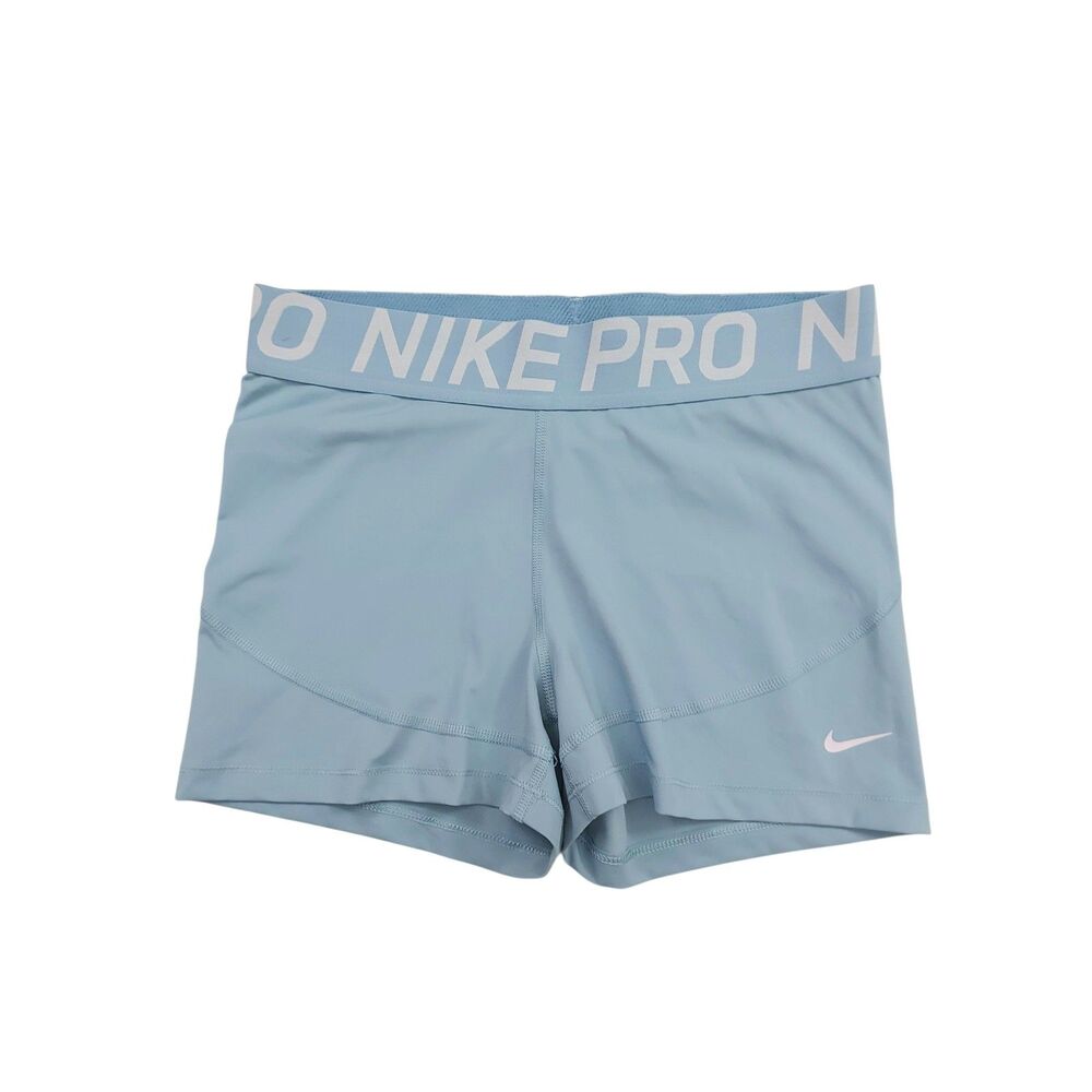 Nike Pro 3" Shorts Womens Large Blue Dri-Fit Training Biker Active Athletic